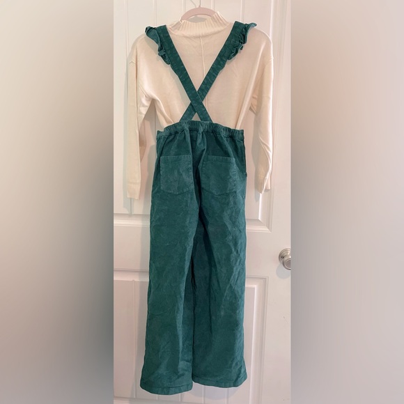 Hanna Anderson Pine Green Girl’s Cross Ruffle Corduroy RomperJumpsuit Sz 12 NWOT - Picture 6 of 6